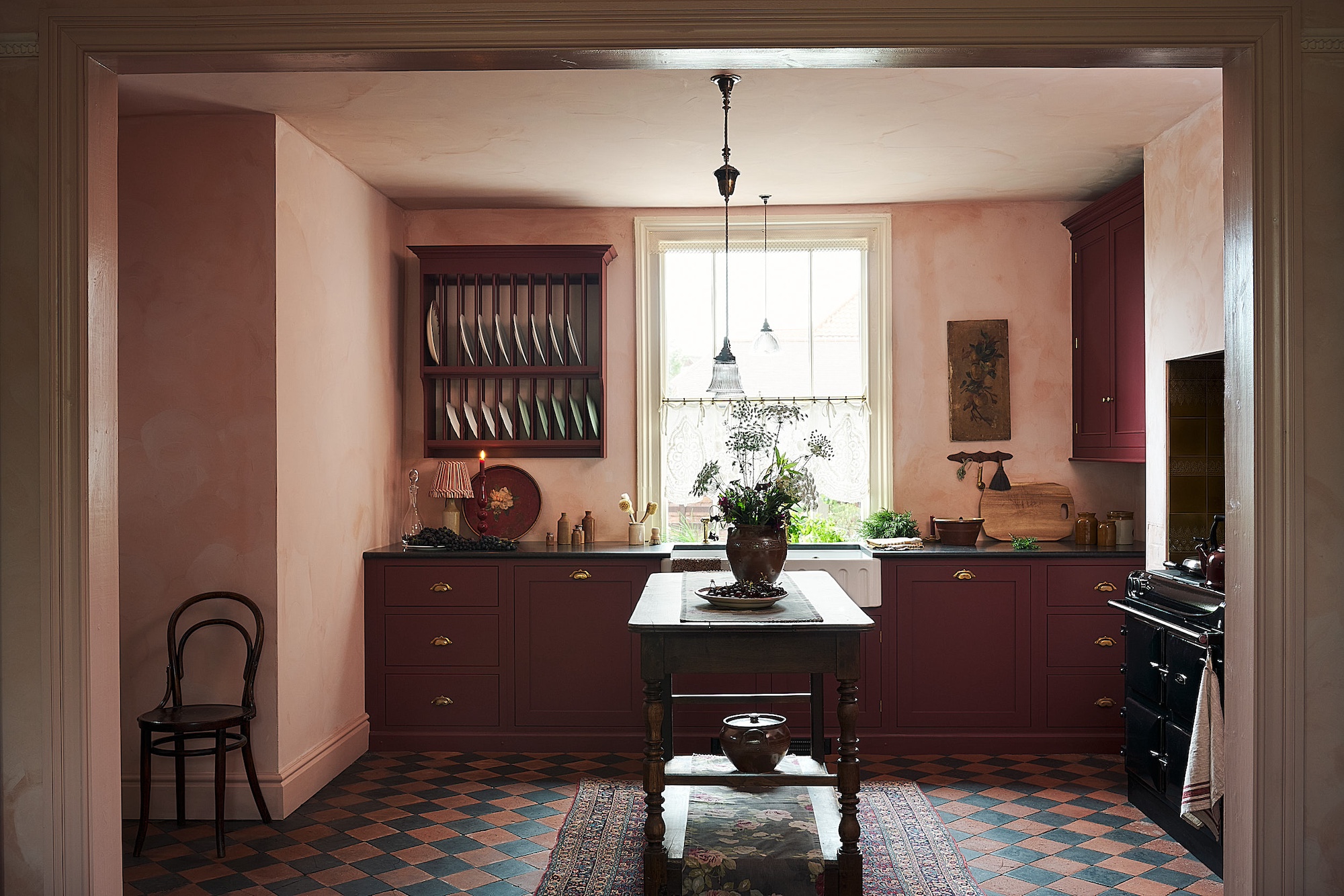 Red, Pink, and Lace in a deVOL Kitchen in the English Countryside