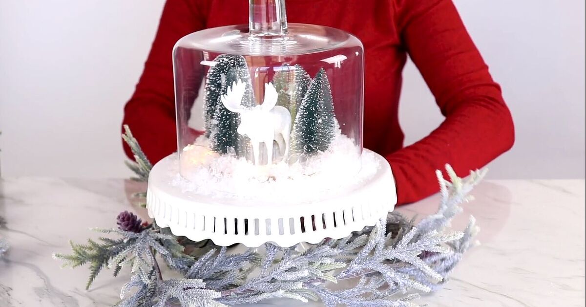 How to Make a Cute DIY Christmas Cloche Using a Trifle Dish