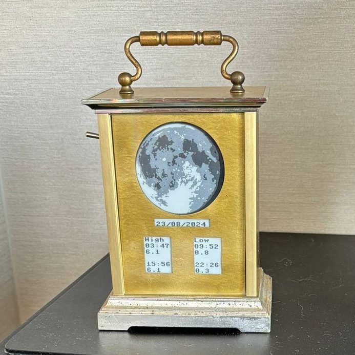 A Stylish Moon And Tide Clock For The Mantlepiece