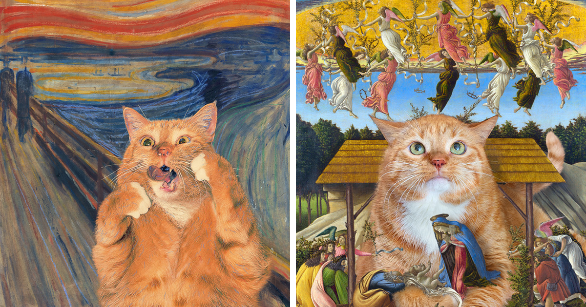 Owner Recreates Famous Art Pieces By Incorporating Her Fat Orange Cat, And The Results Are Hilarious (15 New Pics)